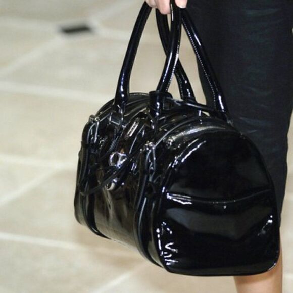 Ralph Lauren Spring 2007 Runway Black Patent Leather Silver Accent Handbag - Picture 10 of 12